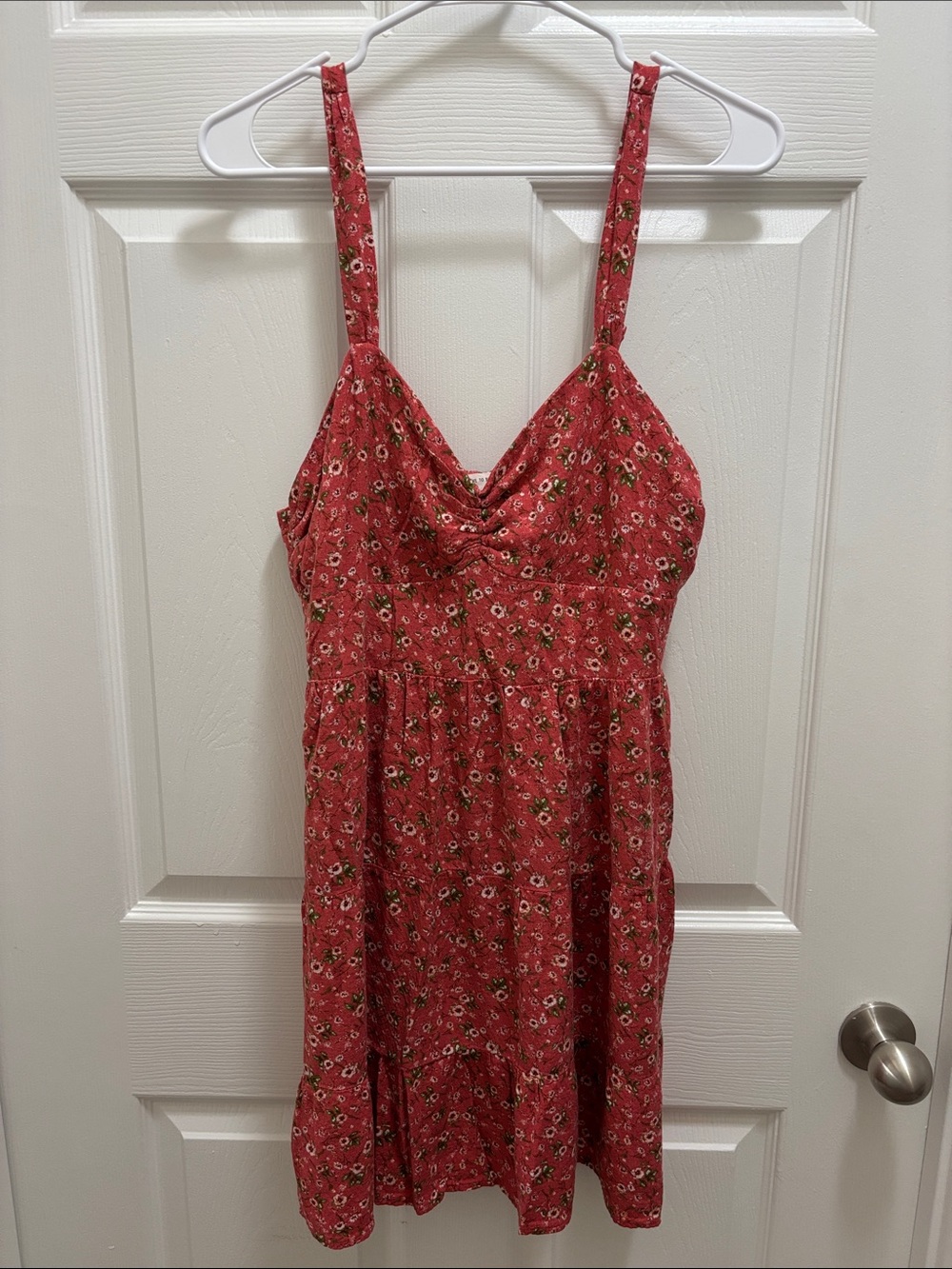 Floral Red Mini Sundress with Adjustable Straps